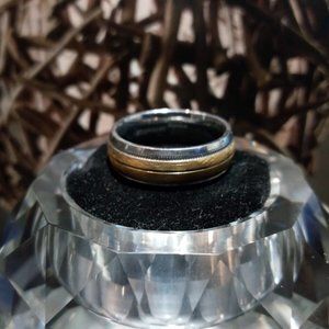 Two-Tone Mens Stainless Steel Band Ring Size 11.5
